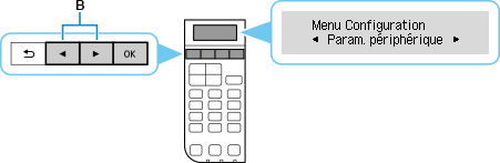 Écran Menu Configuration : Sélectionnez Param. périphérique